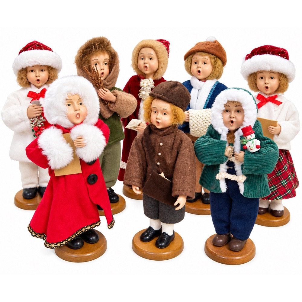 Vintage Christmas Caroler Figurines Set of 8 Handcrafted Holiday Decor Singing